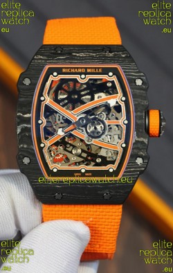 Richard Mille Super Clone RM67-02 Black Carbon TPT 37 Grams Watch Orange Strap