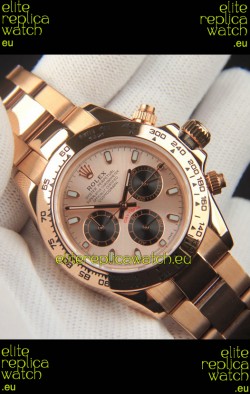 Rolex Daytona Japanese Movement Gold Casing Replica Watch in Champange Dial