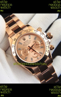 Rolex Daytona Japanese Movement Gold Casing Replica Watch in Champange Dial