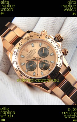 Rolex Daytona Japanese Movement Gold Casing Replica Watch in Gold Dial