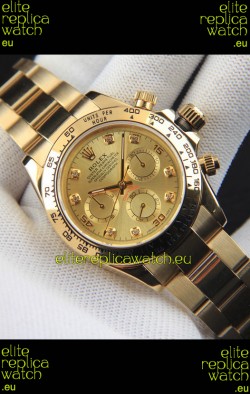 Rolex Daytona Japanese Movement Gold Casing Replica Watch in Gold Dial 
