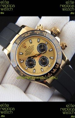 Rolex Daytona Japanese Movement Gold Casing Replica Watch in Gold Dial 