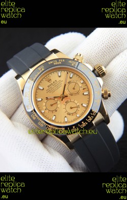 Rolex Daytona Japanese Movement Gold Casing Replica Watch in Gold Dial 