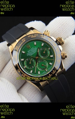 Rolex Daytona Japanese Movement Gold Casing Replica Watch in Green Dial 