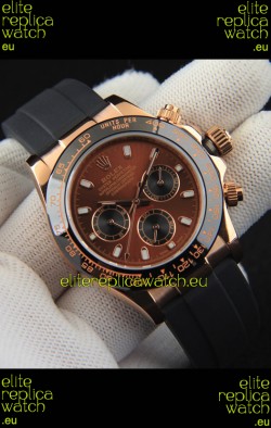 Rolex Daytona Japanese Movement Gold Casing Replica Watch in Brown Dial 