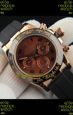 Rolex Daytona Japanese Movement Gold Casing Replica Watch in Brown Dial 