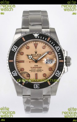 Rolex Submariner DiW Sandblasted Steel Casing Carbon Fiber Bezel Watch Beige Dial