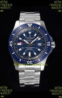 Breitling SuperOcean II 44mm 904L Steel Case 1:1 Mirror Replica Watch in Blue Dial 