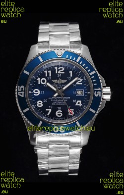 Breitling SuperOcean II 44mm 904L Steel Case 1:1 Mirror Replica Watch in Blue Dial 