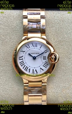 Ballon De Cartier Swiss Quartz 1:1 Mirror Quality 28MM in Rose Gold Casing