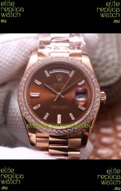 Rolex Day Date Presidential 904L Steel Rose Gold 40MM - Brown Dial 1:1 Mirror Quality Watch