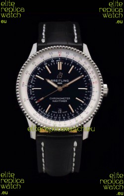 Breitling Navitimer 1 Automatic Swiss Replica Watch in Black Dial - Leather Strap