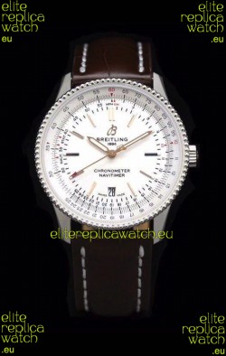 Breitling Navitimer 1 Automatic Swiss Replica Watch in White Dial - Leather Strap