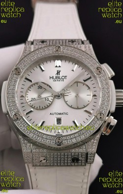 Hublot Classic Fusion Chronograph Steel Diamonds Casing Steel Dial 1:1 Mirror Replica Watch 