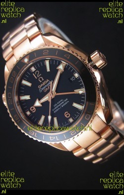 Omega Seamaster Planet Ocean 43.5MM GMT Pink Gold 1:1 Mirror Replica Watch 43.5MM