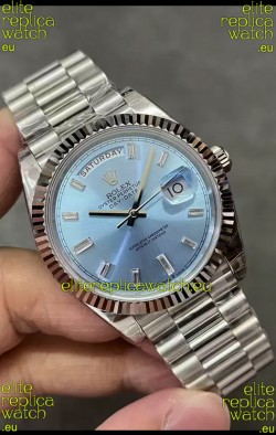 Rolex Day Date Presidential Stainless Steel ICE Blue Dial Watch 40MM - 1:1 Mirror Quality