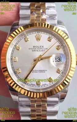 Rolex Datejust 41MM Cal.3135 Movement Swiss Replica Watch in 904L Steel Two Tone Casing Gold Dial
