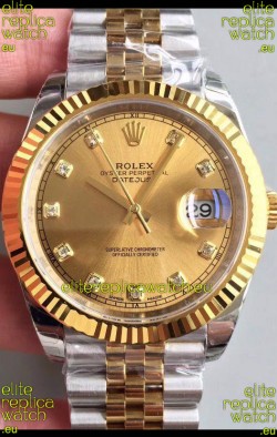 Rolex Datejust 41MM Cal.3135 Movement Swiss Replica Watch in 904L Steel Two Tone Gold Dial