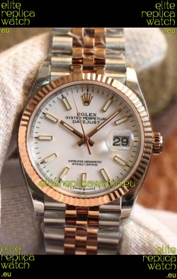 Rolex Datejust 36MM Cal.3135 Movement Swiss Replica Watch in 904L Steel Two Tone Casing White Dial