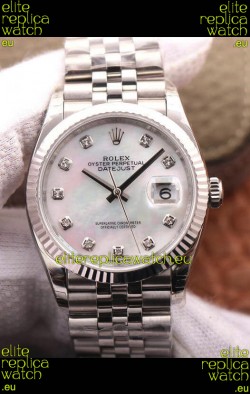 Rolex Datejust 36MM Cal.3135 Movement Swiss Replica Watch in 904L Steel Pearl Dial 