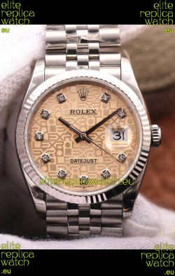 Rolex Datejust 36MM Cal.3135 Movement Swiss Replica Watch in 904L Steel Champange Computer Dial 