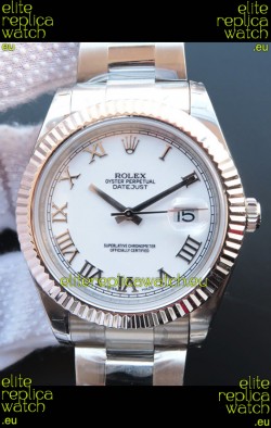 Rolex Datejust 41MM Cal.3135 Movement Swiss Replica Watch in 904L Steel Roman White Dial