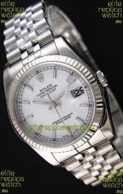 Rolex Datejust 36MM Cal.3135 Movement Swiss Replica White Dial Jubilee Strap - Ultimate 904L Steel Watch 