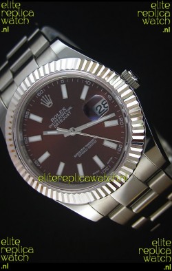 Rolex Datejust II 41MM with Cal.3136 Movement Swiss Replica Watch in Brown Dial Stick Markers 
