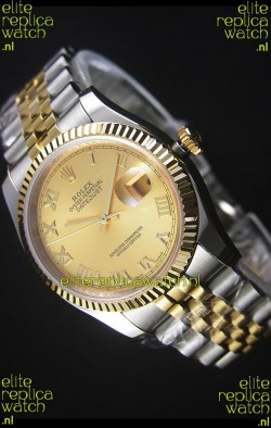Rolex Datejust Replica Watch Gold with Roman Dial in 36MM with 3135 Swiss Movement 