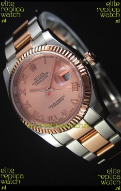 Rolex Datejust Replica Watch Rose Gold with Roman Dial in 36MM with 3135 Swiss Movement 