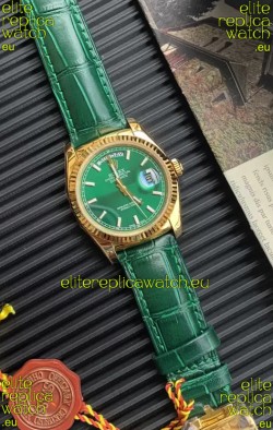 Rolex Day Date Yellow Gold Casing Watch in Green Strap 36MM - 1:1 Mirror Quality 