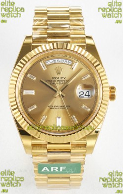 Rolex Day Date Super Clone 18K Yellow Gold Watch 40MM - Gold Dial 1:1 Mirror Quality