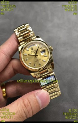 Rolex Day Date Super Clone Yellow Gold Case and Dial Crystal Numerals Watch 36MM - 1:1 Mirror Quality