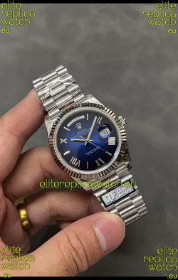 Rolex Day Date Presidential Stainless Steel Navy Blue Dial Watch 40MM - 1:1 Mirror Quality