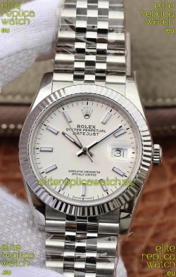 Rolex Datejust 36MM ETA-3135 Movement Swiss Replica in 904L Steel in White Dial 