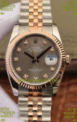 Rolex Datejust 36MM ETA-3135 Movement Swiss Replica in 904L Two Tone Brown Dial