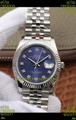 Rolex Datejust 36MM ETA-3135 Movement Swiss Replica in 904L Steel in Blue Dial 
