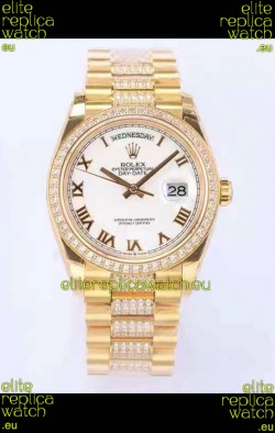Rolex Day Date Presidential 18K Yellow Gold Watch 36MM - White Roman Dial 1:1 Mirror Quality Watch