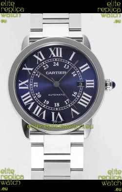 Ronde De Cartier Swiss Replica Watch - Stainless Steel Casing in Blue Dial 