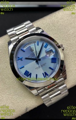 Rolex Day Date M228206-0001 904L Steel 40MM - Ice Blue Dial 1:1 Mirror Replica