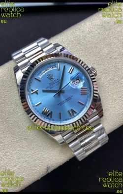 Rolex Day Date M228236-0012 904L Steel 40MM - Ice Blue Dial 1:1 Mirror Replica