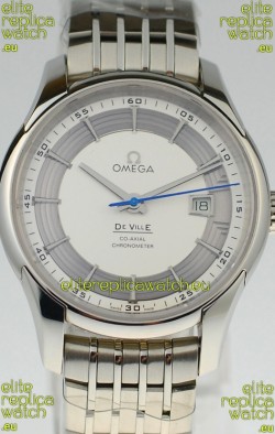 Omega Co Axial De Ville Hour Vision Swiss Replica Steel Watch in White Dial