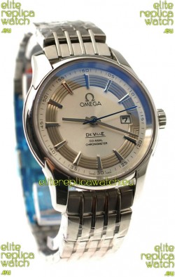 Omega Co Axial De Ville Hour Vision Swiss Replica Watch in White Dial