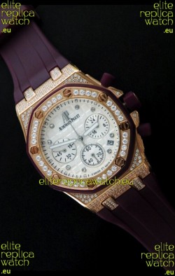Audemars Piguet Royal Oak Ladies Alinghi Limited Edition Japanese Gold Watch in White Dial