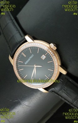 Audemars Piguet Jules Classic Swiss Automatic Rose Gold Watch in Black Dial