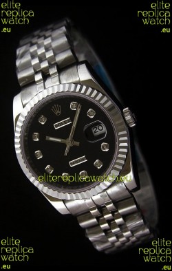 Rolex Datejust Mens Swiss Replica Watch in Black Dial