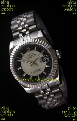 Rolex Datejust Mens Swiss Replica Watch in Black & White Dial