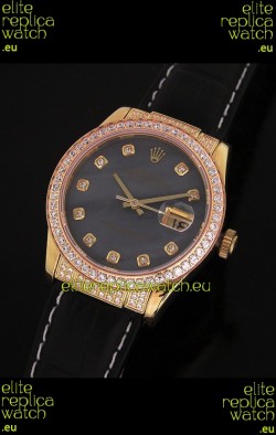 Rolex DateJust Swiss Mens Replica Yellow Gold Watch in Colorful Mother of Pearl Dial