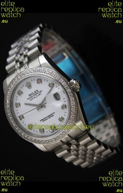 Rolex DateJust Swiss Mens Replica Silver Watch in Diamond Markers