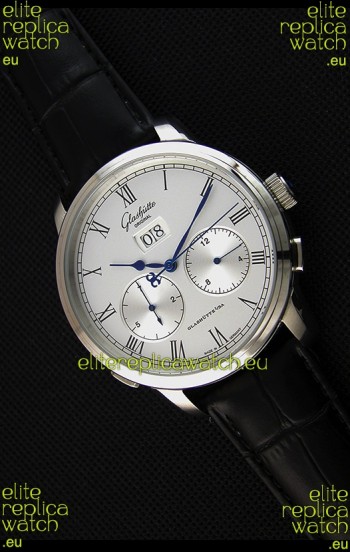 Glashuette Dual Sub Dial Japanese Replica Watch in White Dial